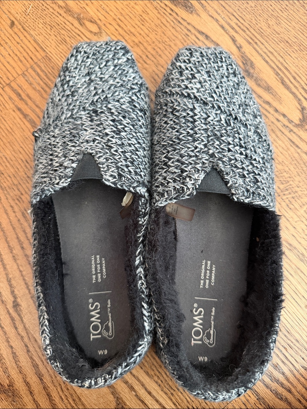 Toms Women's Black and Gray Knit Slip-On Flats